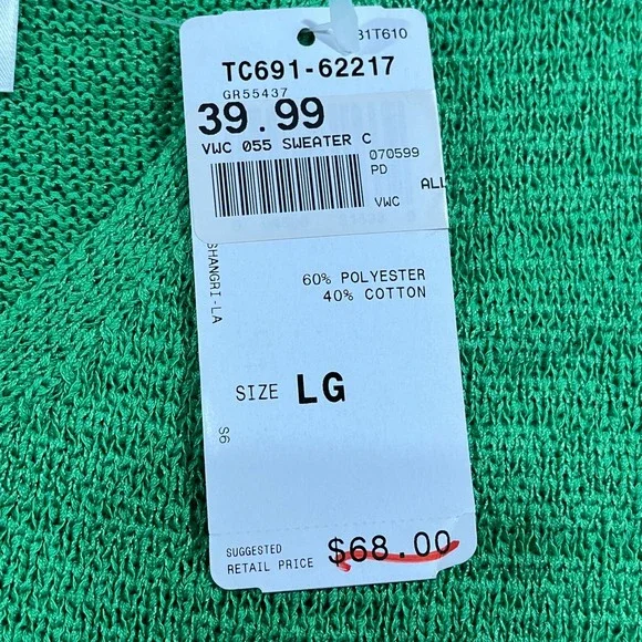 Pendleton Sweater Top‎ Blouse L Green Sleeveless Tight Knit V Neck Bohemian